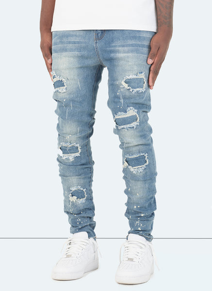 Triple Patchwork Jeans - Light Blue – N V L T Y
