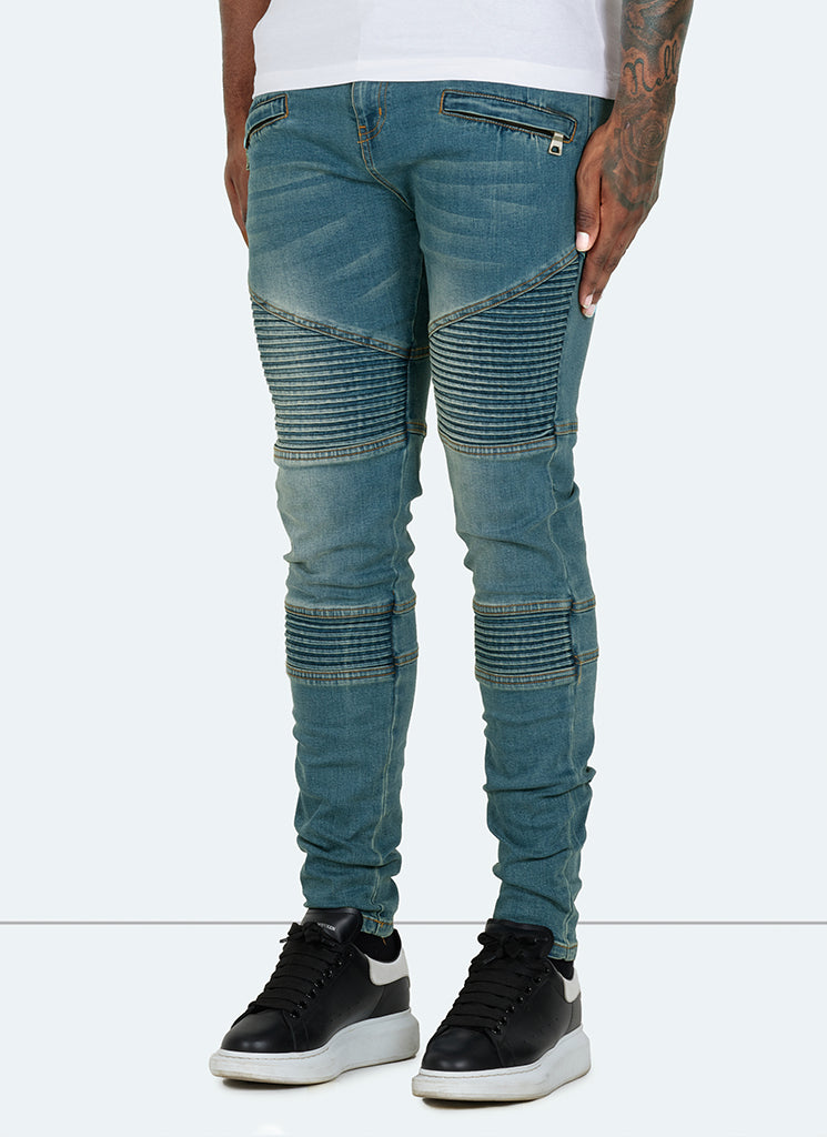 blue biker jeans