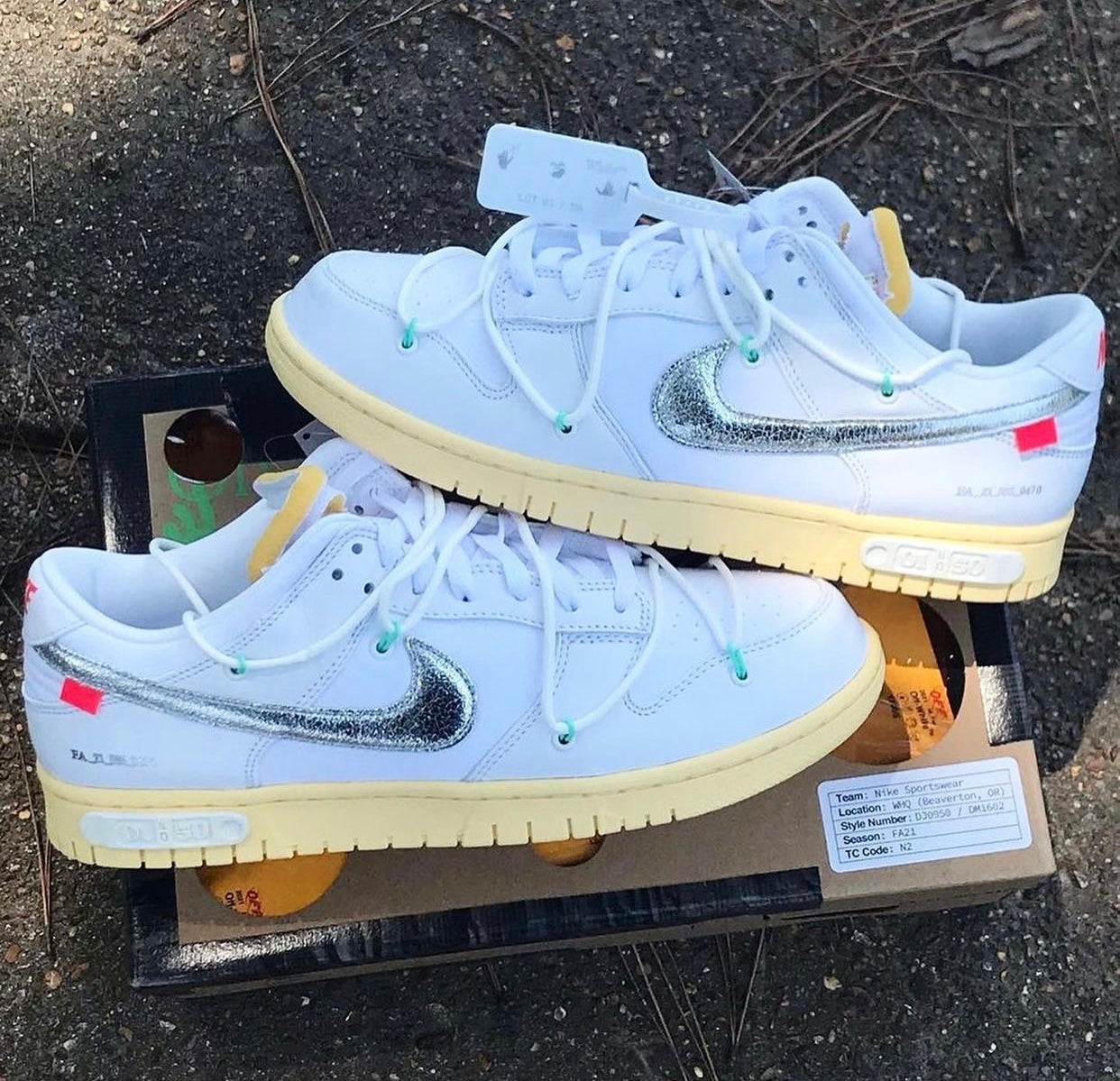 Off-White Nike Dunk Low White Metallic Silver DM1602-127 Release Date