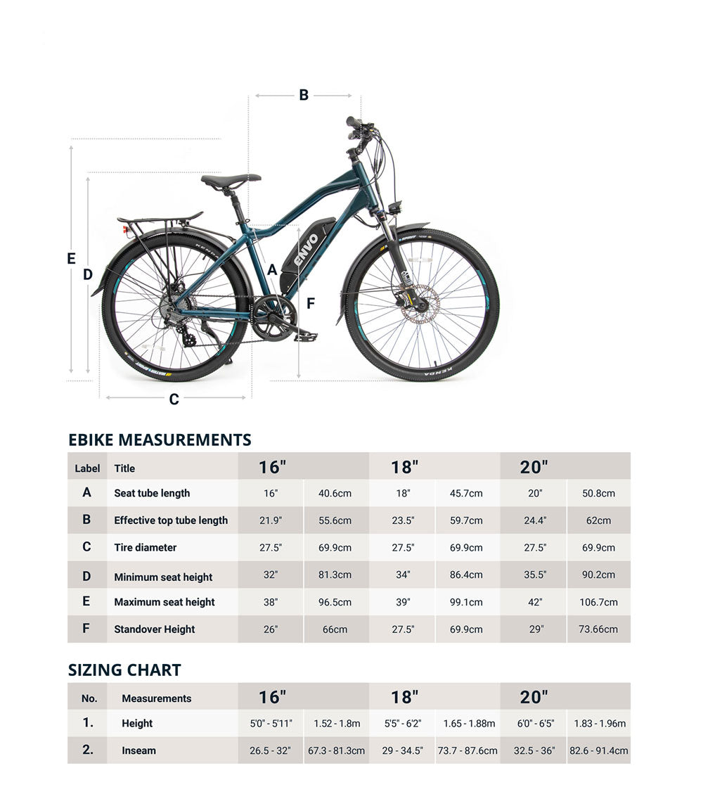 Tableau des tailles ENVO d35 ebikebc