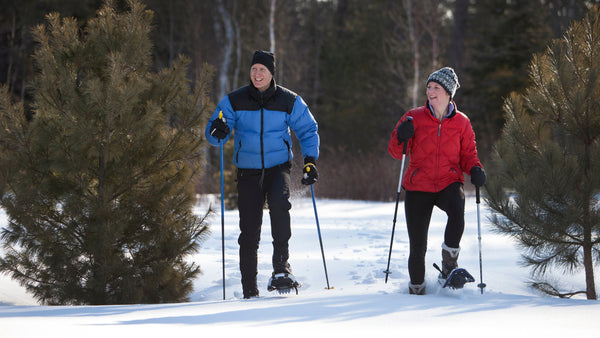 Winter fun adventure activity in Canada and north America snowshoeing on snow