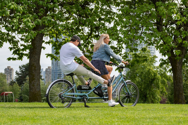 Riding Tandem Ebike in the park