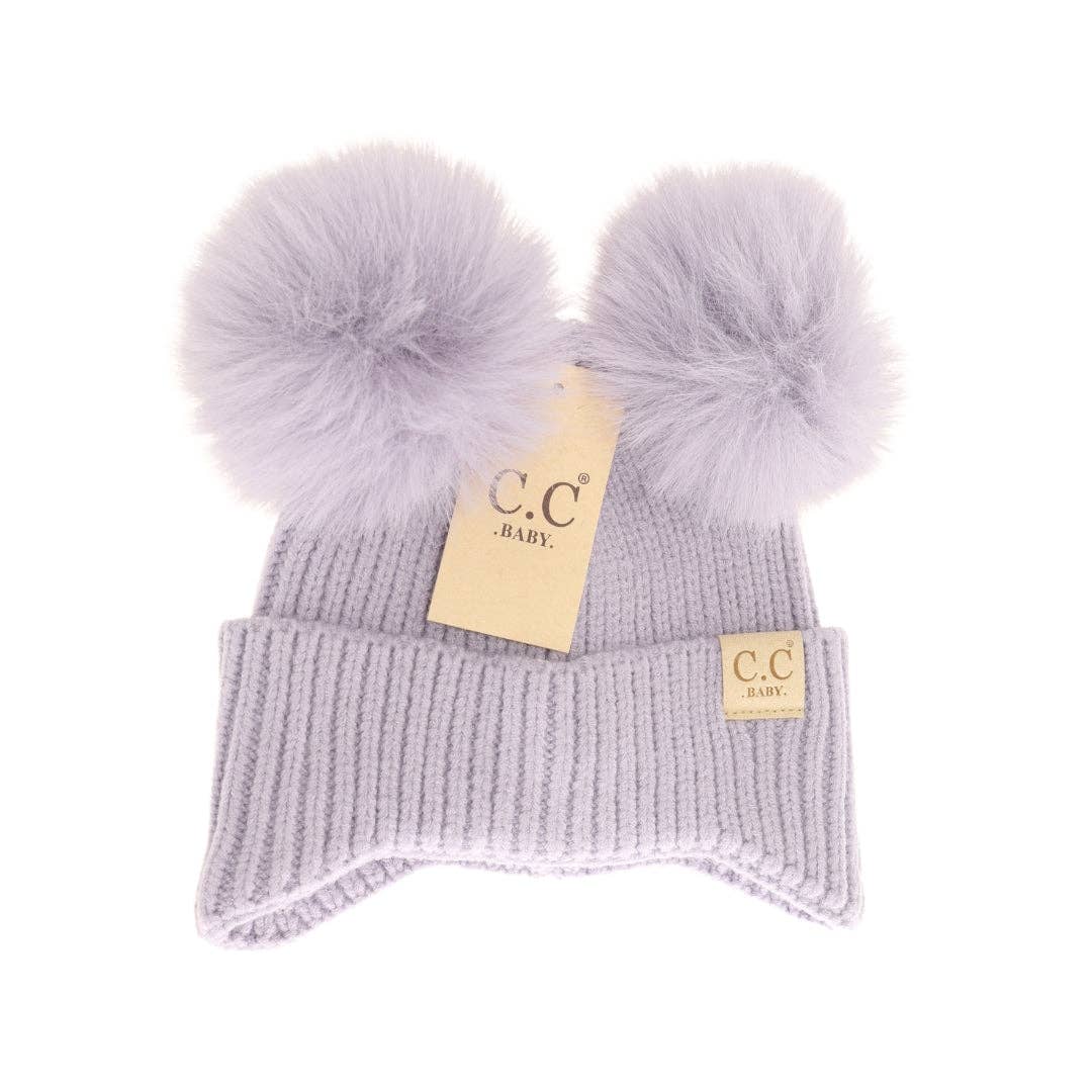  Baby & Toddler Ear Flap Double Pom Beanie