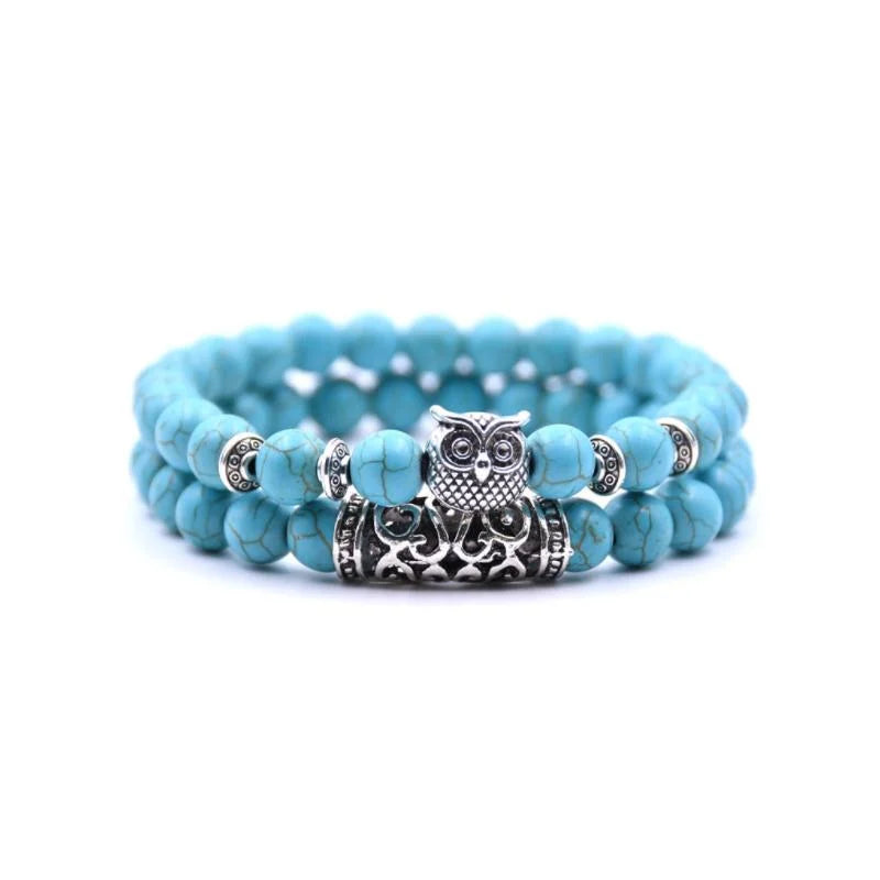 Product Image for Norvo | Ugle Charm Naturlig Stein Armbånd, Tyrkis