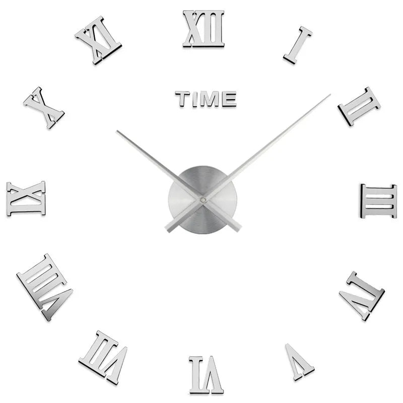 Product Image for Horloge DecoVision – 3D Veggur med Speil Effekt for Stue, Sølv / 27in 50-70cm
