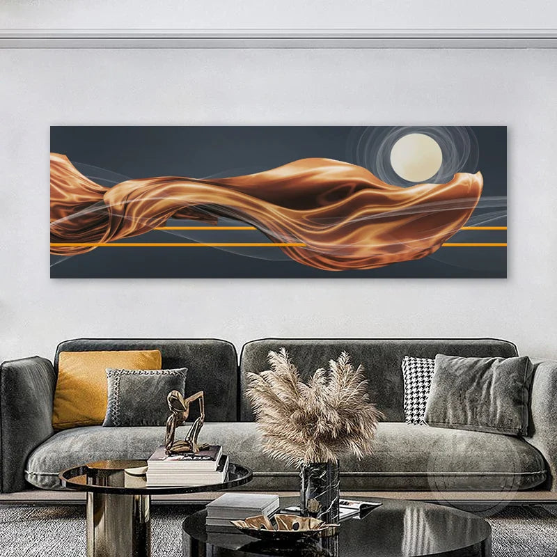 Product Image for Norvo | Lett Luksus Flytende Abstrakt Bånd Veggkunst Fine Art Lerretstrykk Bredformat Bilde Over Sengen Bilder Over Sofaen, #08 / 20x60cm