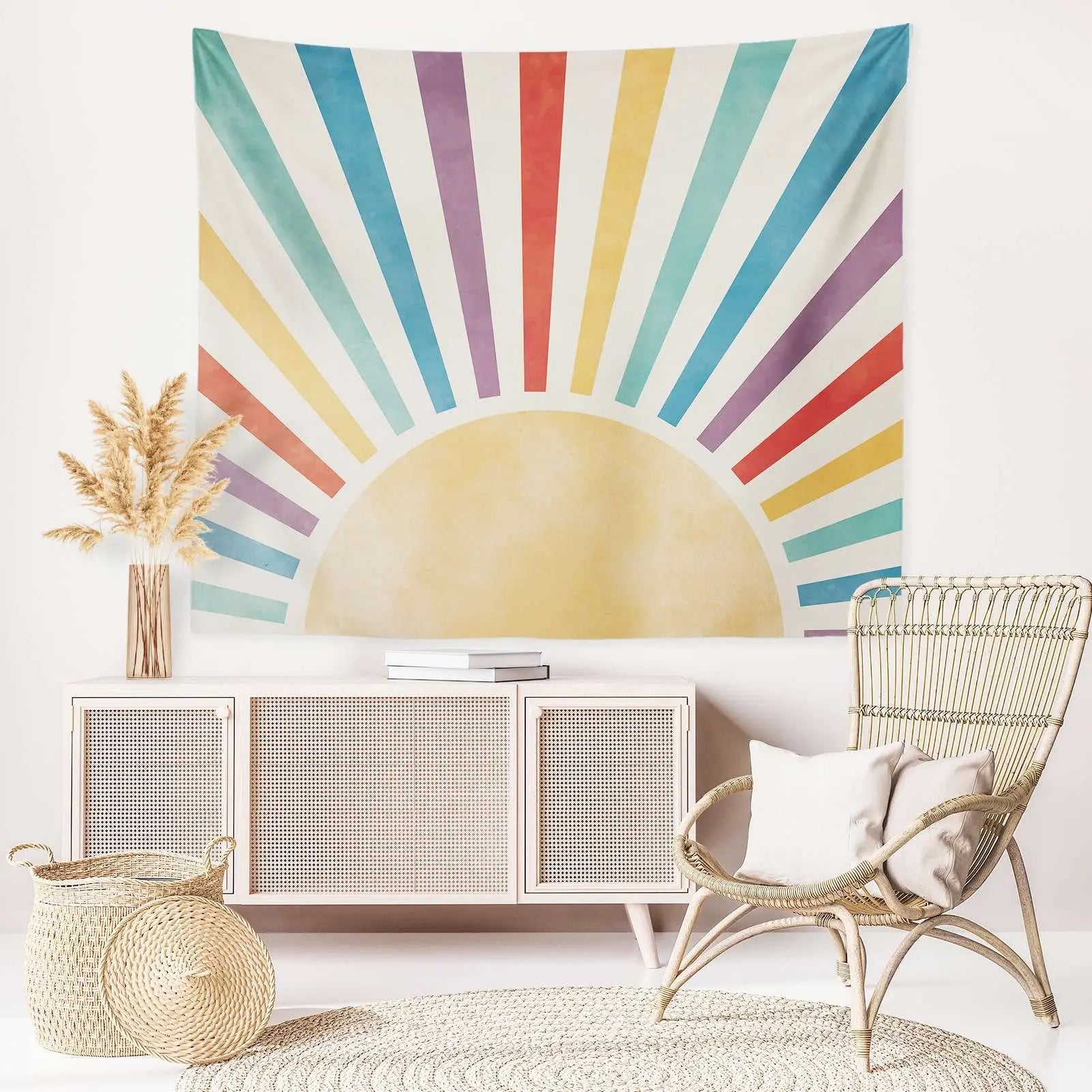 Product Image for Retro solstråler pastell veggteppe, 11 / W200xH180cm