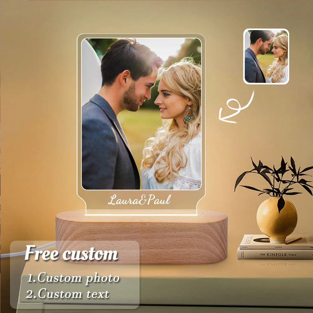 Product Image for Norvo | Personlig 3D-foto-lampe: Individuell foto og tekst nattlys - Ideell for Valentinsdag, bryllup, jubileum, bursdagsgaver, 7-farge-basis / 16