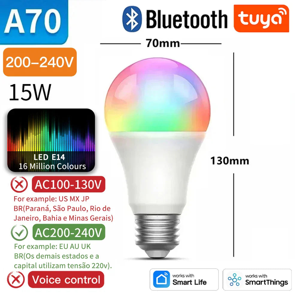 Product Image for Tuya Zigbee Smarte LED Pærer E27 - WiFi Lys kontrollert via SmartLife Google Alexa Apper, 15W BLE 200-240V