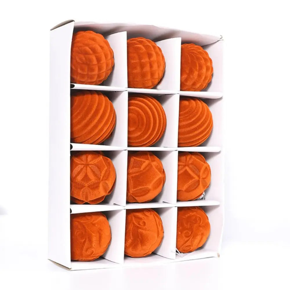 Product Image for Fargerike fløyelsjuletrærornamenter - Flockede dekorative baller for ferieinnredning, festlige hengende pendler 12PCS, Oransje