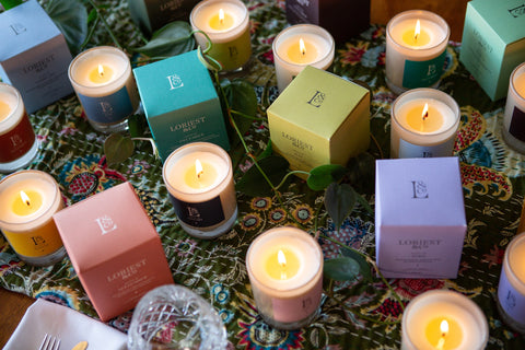 Twelve scented candles inspired by the twelve months by Loriest and Co. Sustainable plant-based wax, vegan, made in the U.K.