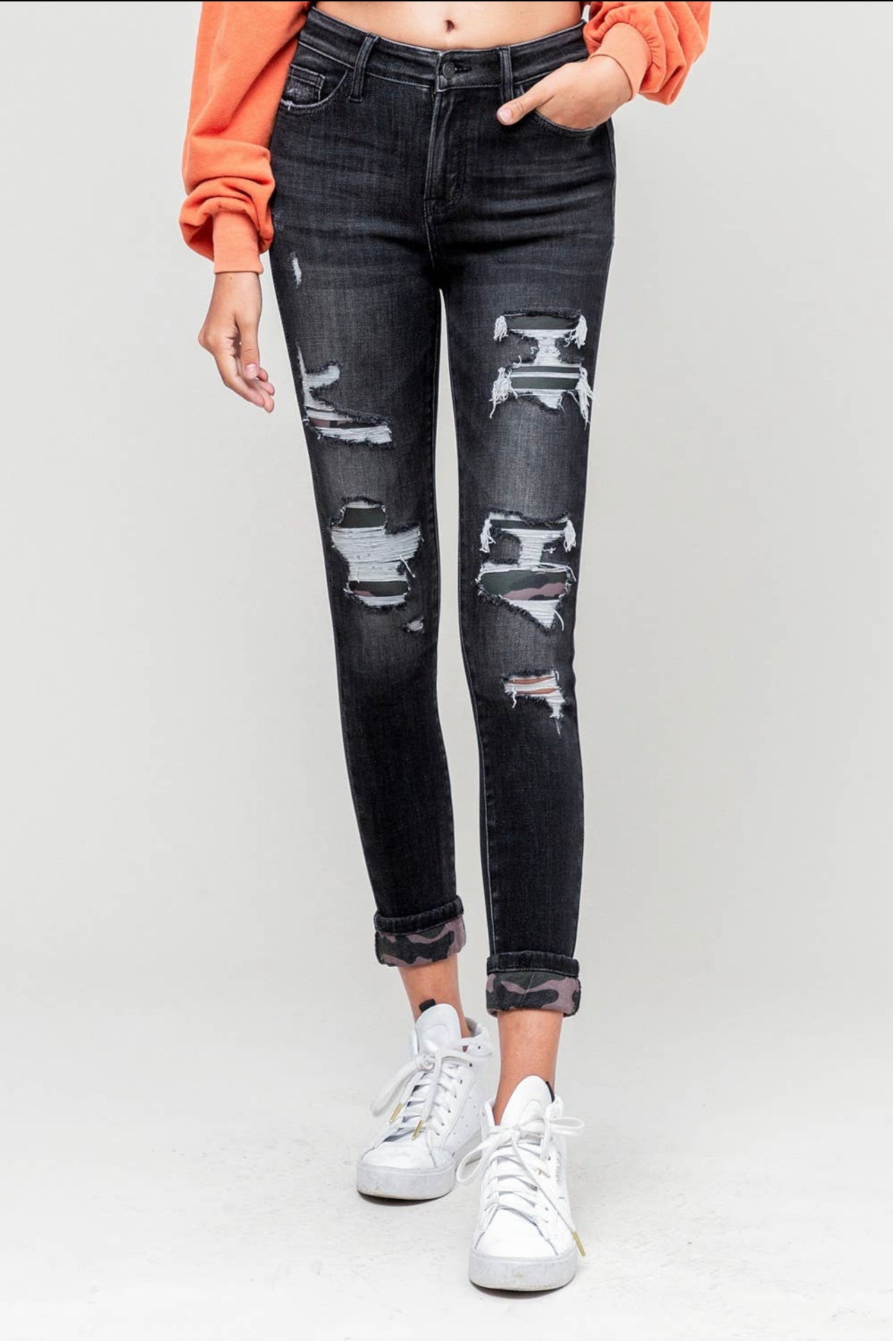 Vervet High-Rise Camo Patch Skinny Jeans – Ember Rose Boutique LLC