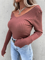 Women's T-Shirts Casual Slim Type Solid Long Sleeve T-Shirt