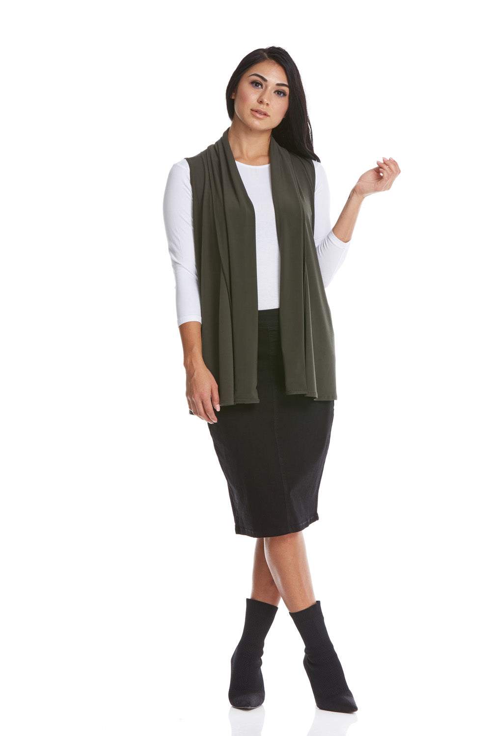 Sleeveless Loose Fitting Open Front Vest for Women 'Azalea' - Picture 12 of 13