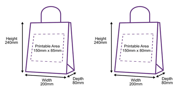 Premium Twist Handle Paper Carrier Bags - 200x80x240mm - Printed Both Sides