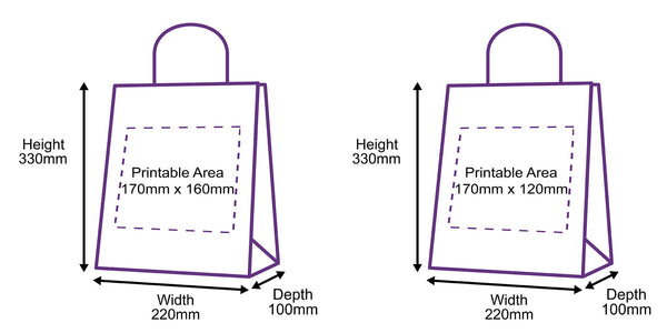 Premium Twist Handle Paper Carrier Bags - 220x100x330mm - Printed Both Sides