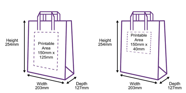 Tape Handle Paper Carrier Bags - 203x127x254mm - Printed Both Sides