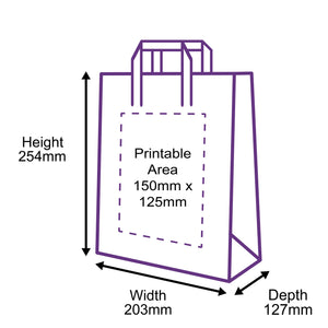 Tape Handle Paper Carrier Bags - 203x127x254mm - Printed Front Side Only