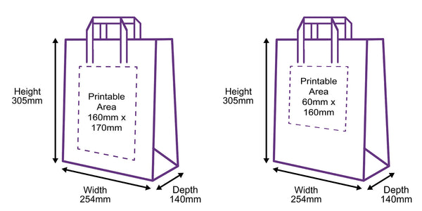 Tape Handle Paper Carrier Bags - 254x140x305mm - Printed Both Sides