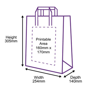 Tape Handle Paper Carrier Bags - 254x140x305mm - Printed Front Side Only