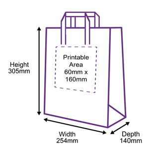 Tape Handle Paper Carrier Bags - 254x140x305mm - Printed Rear Side Only