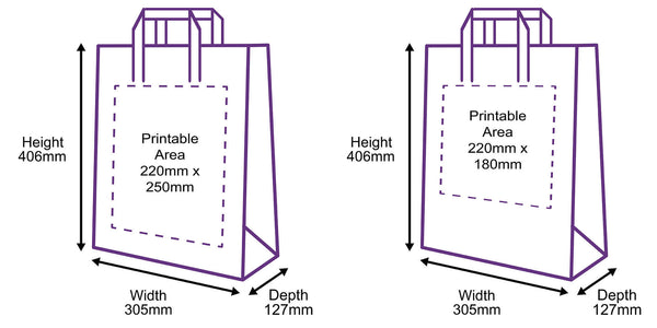 Tape Handle Paper Carrier Bags - 305x127x406mm - Printed Both Sides