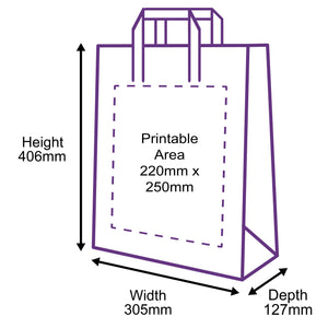 Tape Handle Paper Carrier Bags - 305x127x406mm - Printed Front Side Only