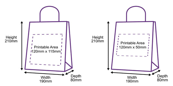 Twist Handle Paper Carrier Bags - 190x80x210mm - Printed Both Sides