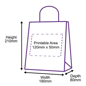 Twist Handle Paper Carrier Bags - 190x80x210mm - Printed Rear Side Only