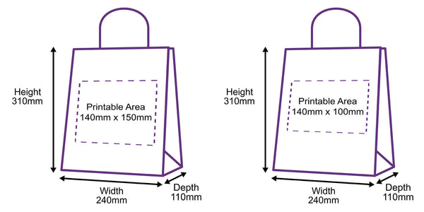 Twist Handle Paper Carrier Bags - 240x110x310mm - Printed Both Sides