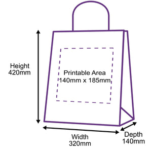 Twist Handle Paper Carrier Bags - 320x140x420mm - Printed Front Side Only