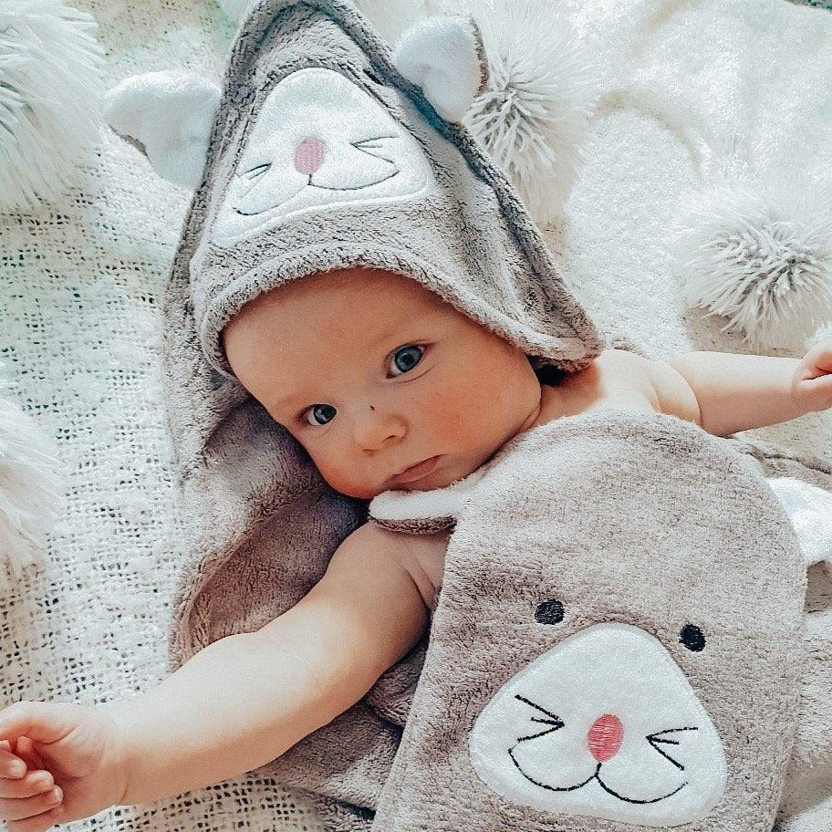 Cuddledry 'Hands-free' baby towel Hooded Baby Bath Towel - GREY