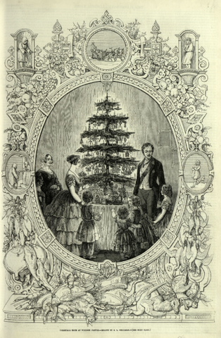 Drawing of Queen Victoria and Prince Albert's Christmas tree 1948