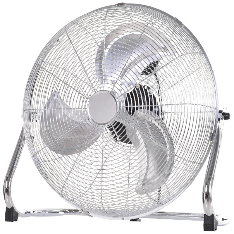 HOMCOM 20" Tilting Chrome Metal Floor Fan - Silver