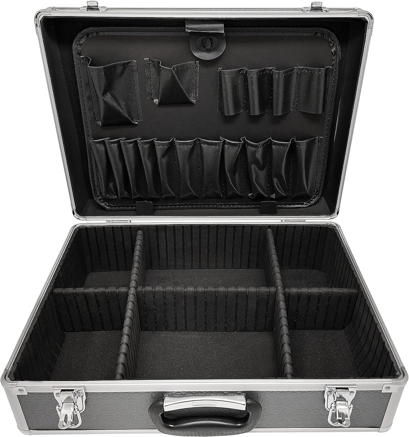 Maplin Aluminium 150 x 460 x 330mm Flight Case with Dividers & Tool Panel - Grey