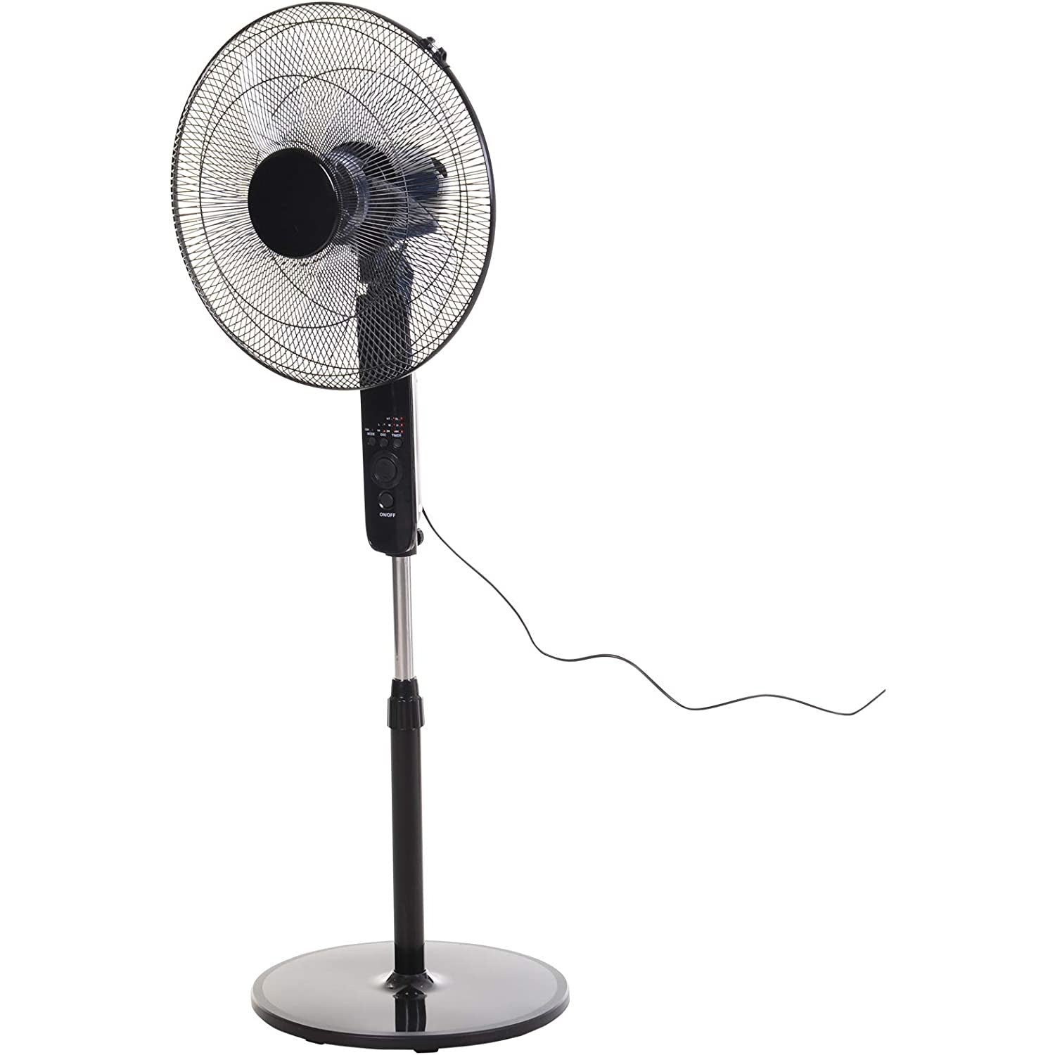 HOMCOM Adjustable Height Oscillating Floor Fan - Black