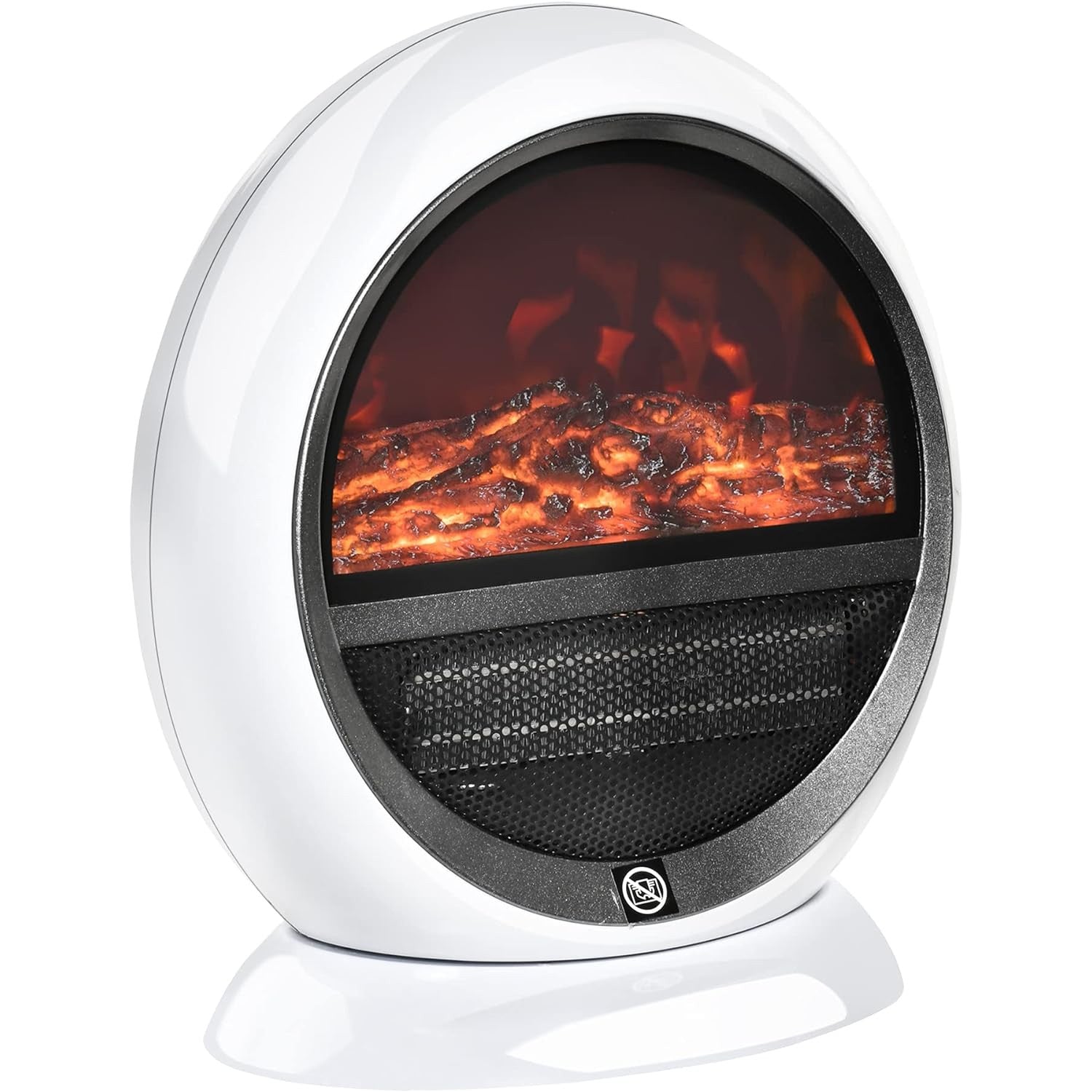 Maplin 1500W Freestanding Electric Fireplace Heater with Flame Effect & Rotatable Head (White)