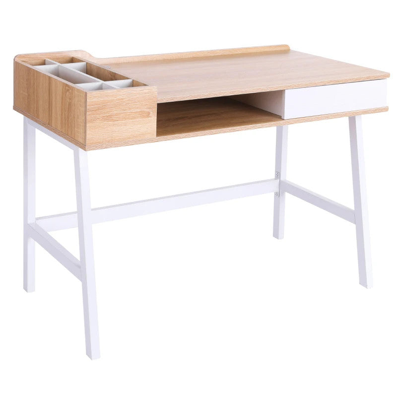 ProperAV MDF Computer Desk - Oak/White