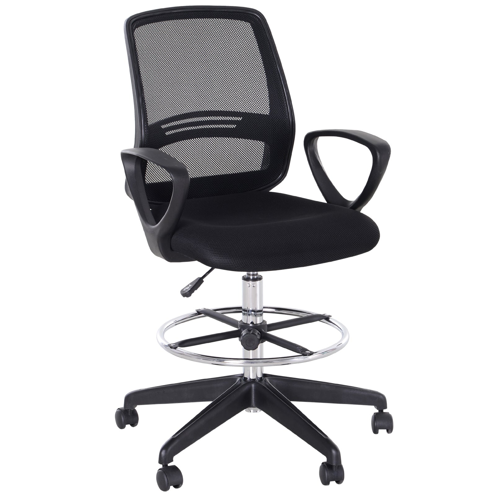 ProperAV Tall Ergonomic Back Office Chair with Adjustable Height Footrest and 360deg Swivel - Black
