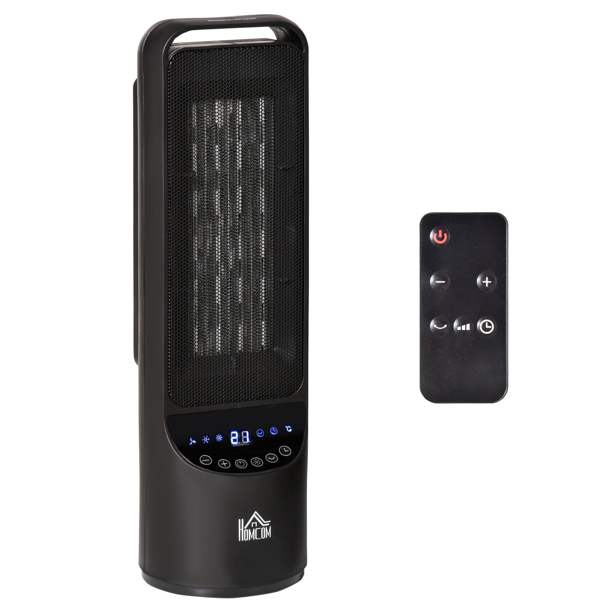 HOMCOM Ceramic Tower Indoor Space Heater with 45deg Oscillation, Remote Control & Timer