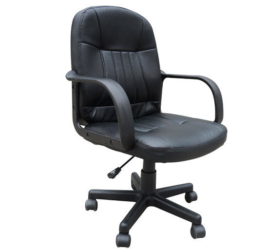 ProperAV PU Leather Swivel Home Office Chair with Armrest (Black)