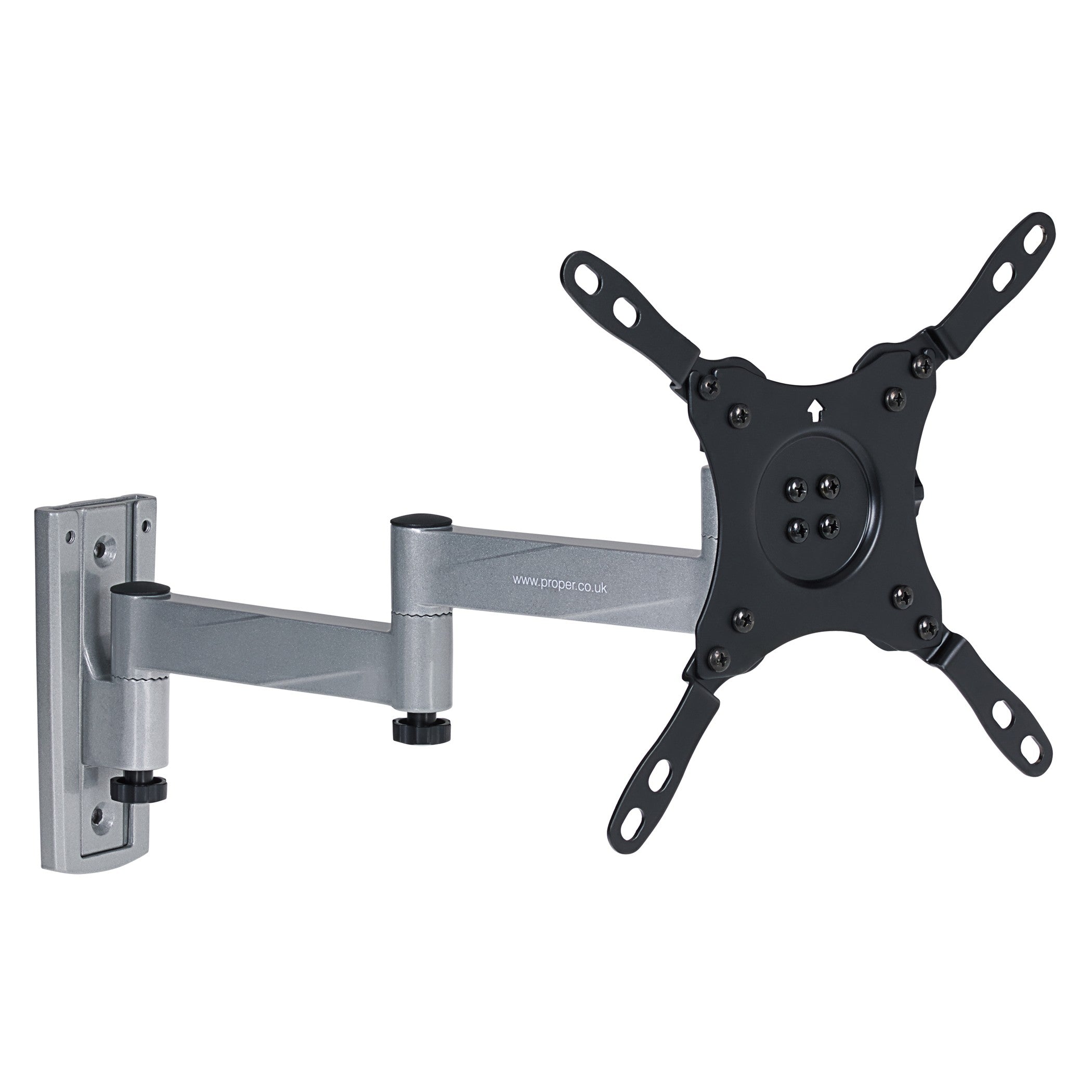 ProperAV Lockable Swing Arm Motorhome / RV / Caravan / Boat 13" - 43" TV Wall Bracket (15kg Capacity / VESA Max. 200x200) - Silver