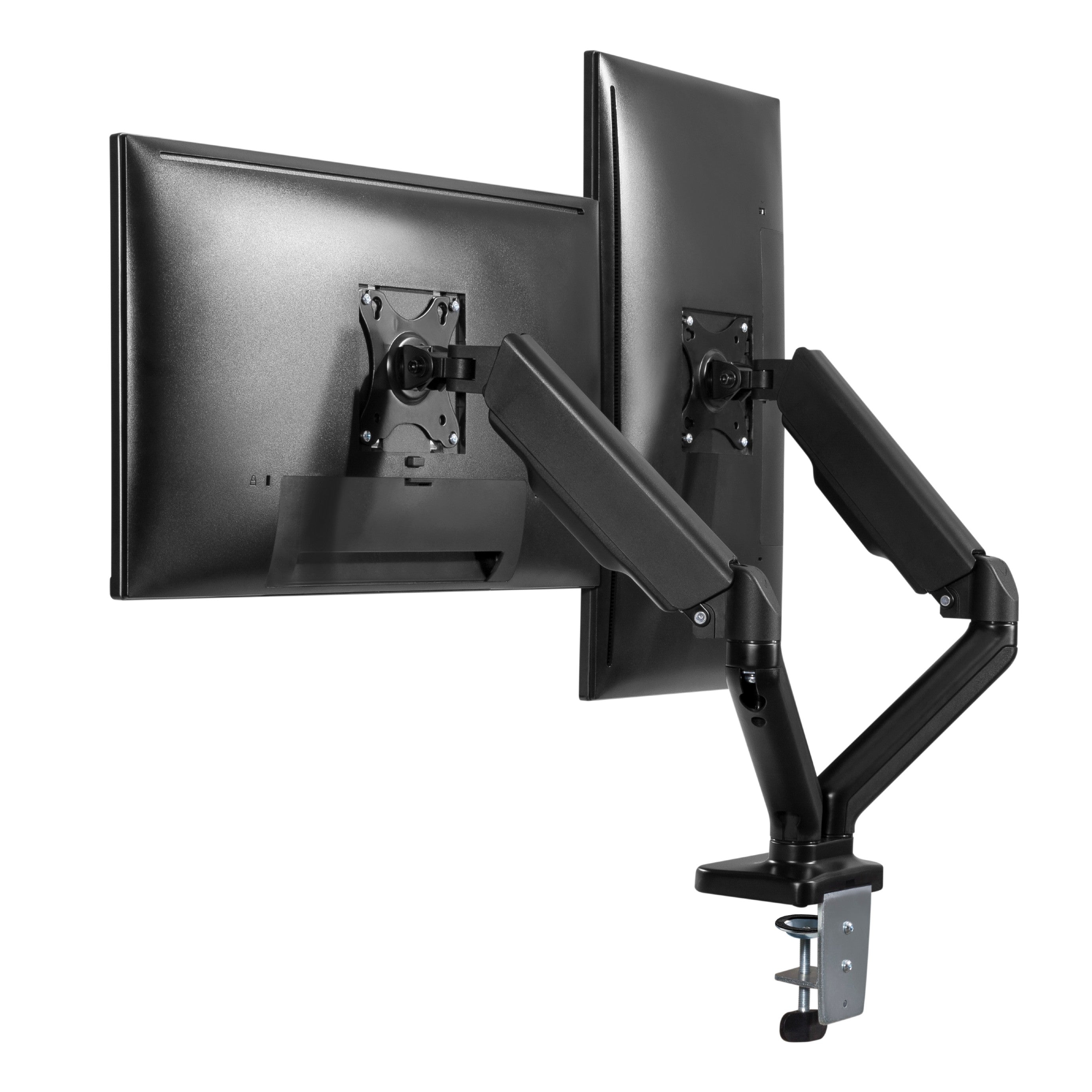 ProperAV 17’’ - 32’’ Gas Spring Dual Swing Arm Desk Clamp PC Monitor Mount (VESA Max. 100x100)