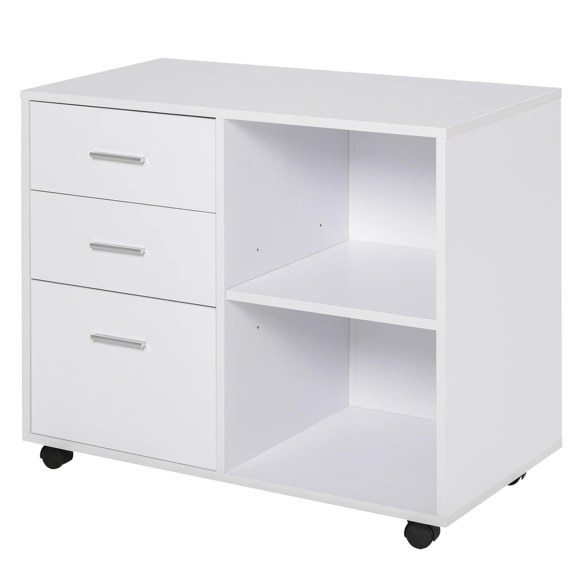 ProperAV Particle Board Rolling Storage Cabinet (White)