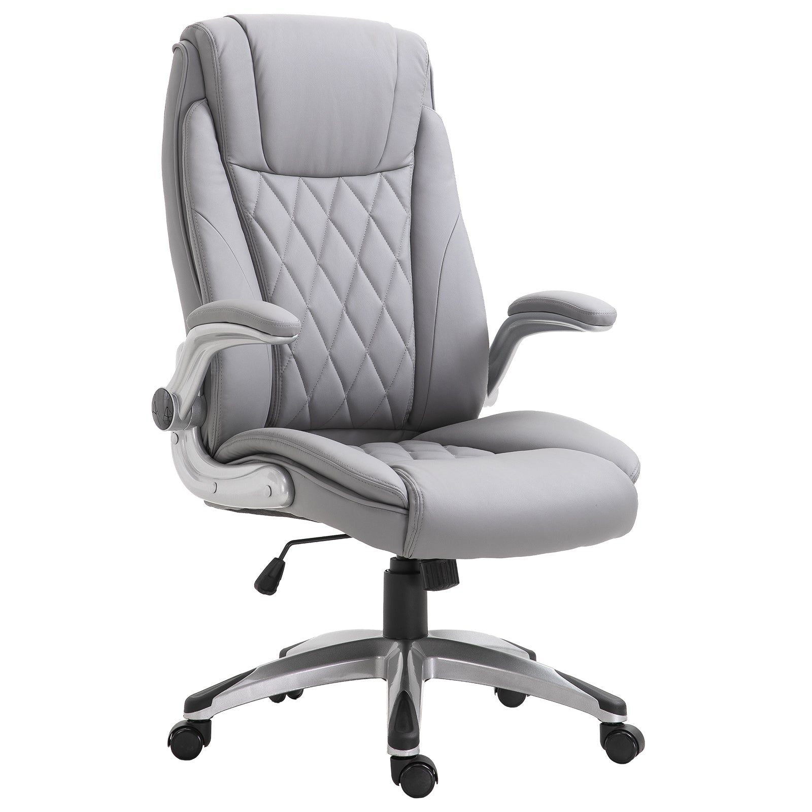 ProperAV PU Leather Ergonomic Swivel Office Chair with Headrest (Grey)