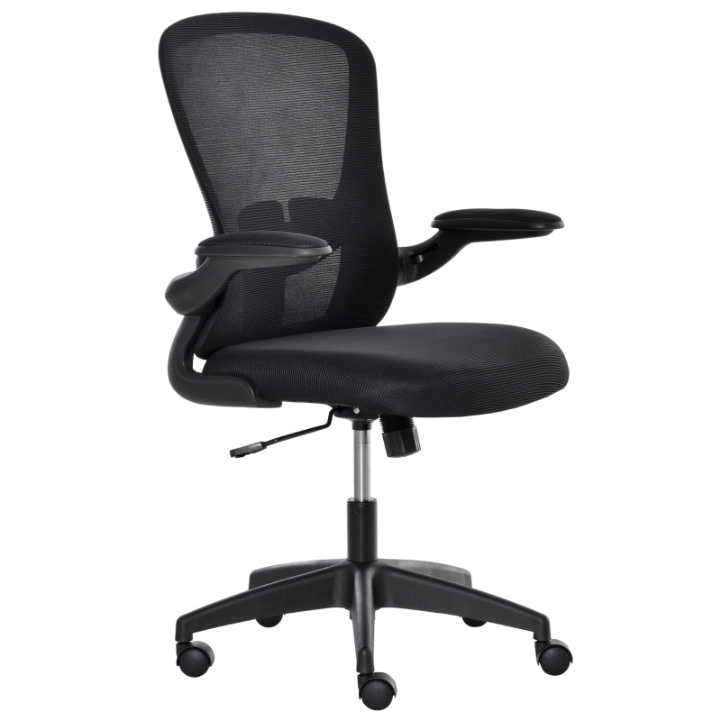 ProperAV Mesh Swivel Height Adjustable Office Chair with Lumbar Back Support & Flip-Up Arms - Black