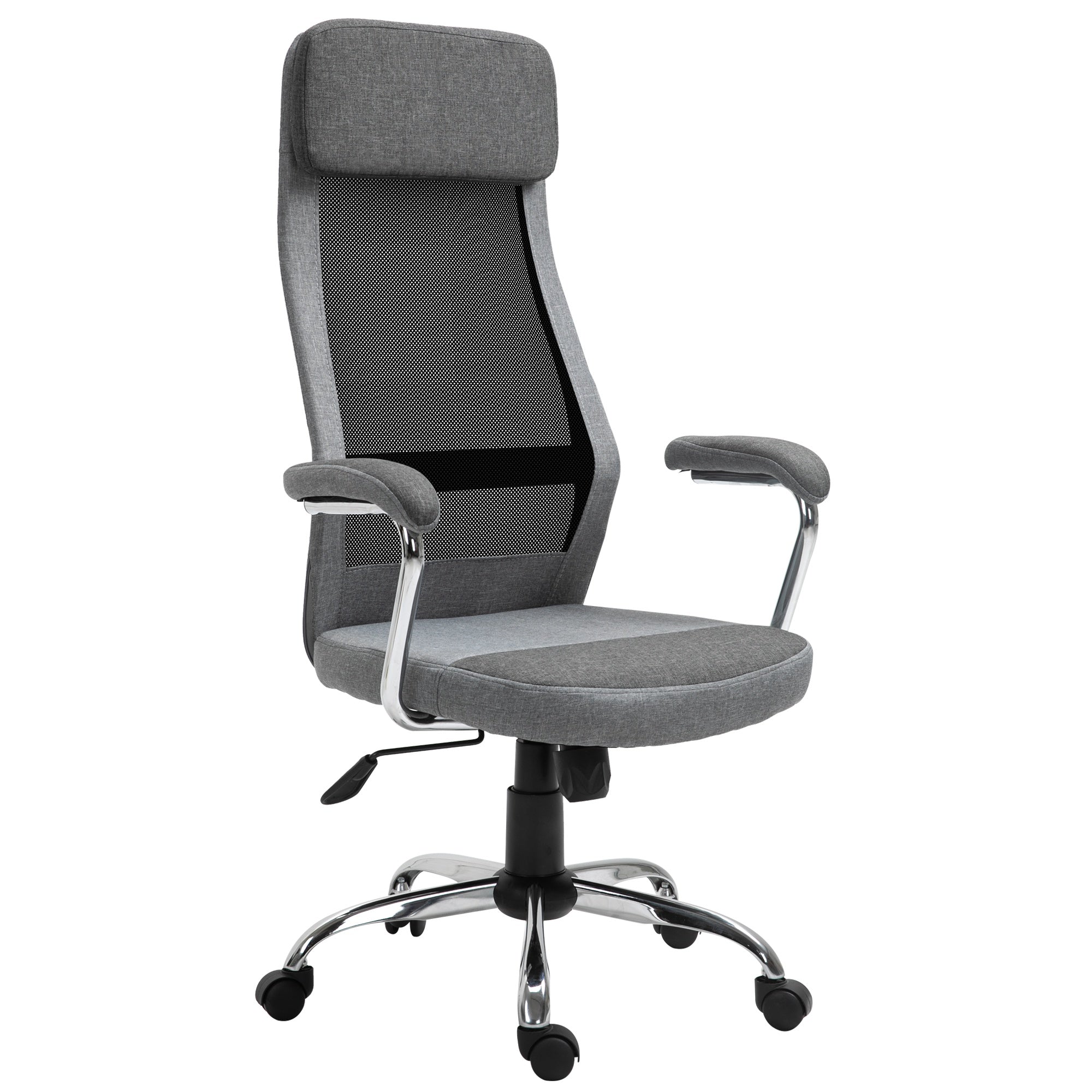 ProperAV Linen-Feel Mesh Fabric High Back Swivel Office Chair - Grey