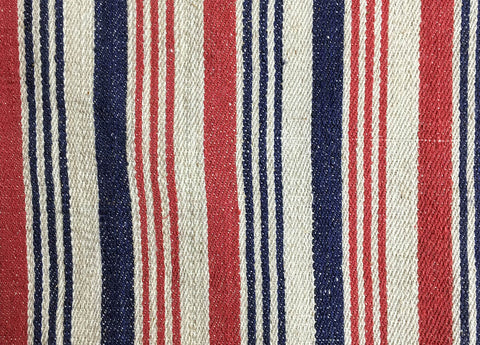 Ticking Depot | Antique Finnish Ticking Fabric | Old Ticking Fabric From Europe Red Blue Stripes