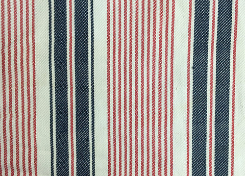 Ticking Depot | Antique Finnish Ticking Fabric | Old Ticking Fabric From Europe Blue Red Stripes