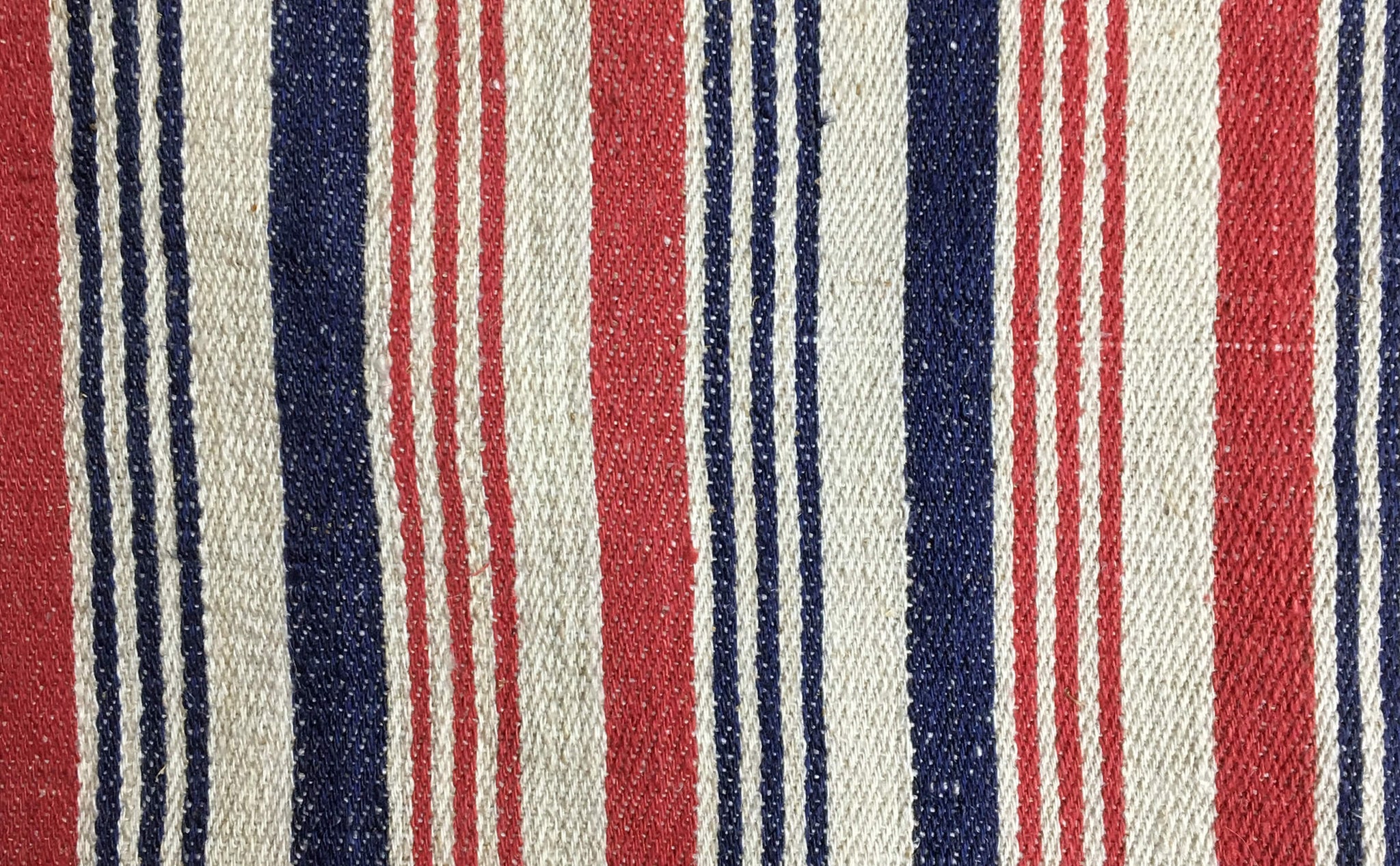 Ticking Depot Antique Ticking Fabric Finnish Ticking Red Blue Beige Stripes